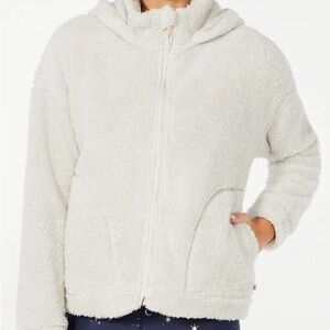 Marika Light Grey Sherpa Teddy Fleece zip up jacket/hoodie sz xl